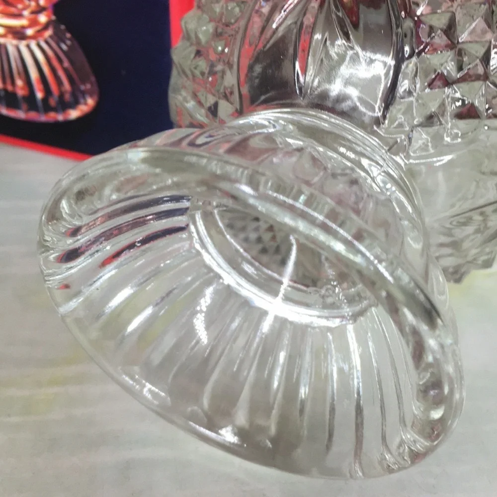 Vintage Avon Clearfire Pressed Glass Pedestal Candle Holder